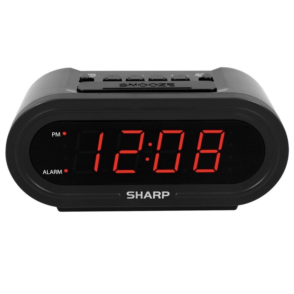 Sharp SPC476 LED Digital Alarm Clock Accu-Set Auto Time Setting Open Box Black